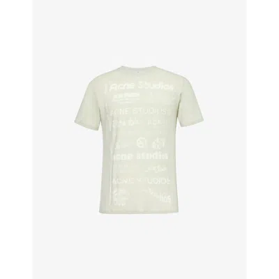 Acne Studios Mens Herb Green Brand-print Cotton-jersey T-shirt
