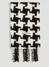 Acne Studios White & Black Houndstooth Scarf In White
