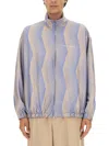 Acne Studios Logo Jacket With Relaxed Fit And High Collar In Blue