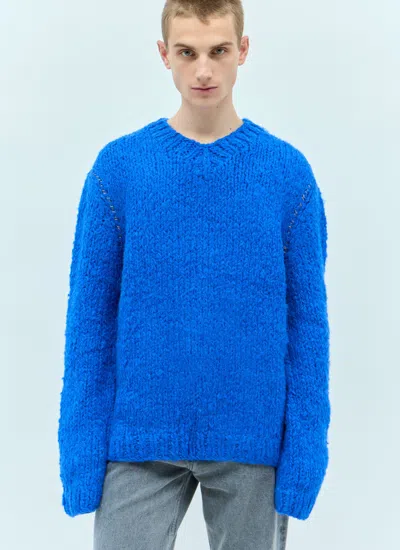 Acne Studios Men Knitted Alpaca Mix Sweater In Blue