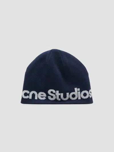 Acne Studios Men's Kort Sport Wool-nylon Beanie In Navy White