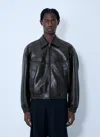 Acne Studios Vintage Leather Jacket Vintage Green In Multi