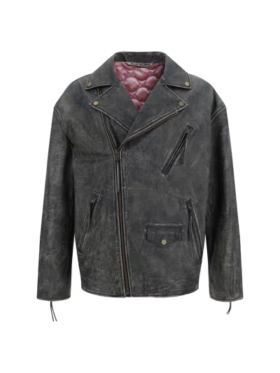 Acne Studios Men Leather Jacket In Black