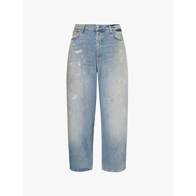 Acne Studios Mens Light Blue 2023m Wide-leg Baggy-fit Denim Jeans