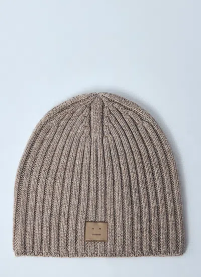 Acne Studios Men Logo Motif Beanie Hat In Gray