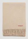 Acne Studios Logo-patch Frayed-edge Scarf In Neutral