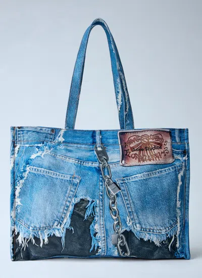 Acne Studios Men Logo Shopper Tote Bag In Blue