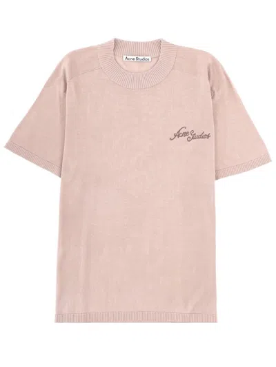 Acne Studios Logo Silk T-shirt In Pink