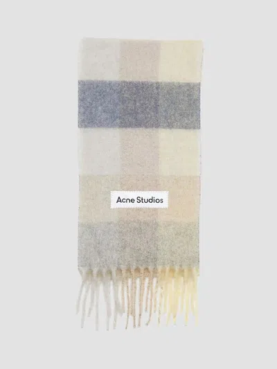 Acne Studios Men's Main Vally Checkered Fringe Scarf In Multi
