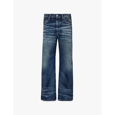 Acne Studios Whiskered Straight-leg Jeans In Mid Blue