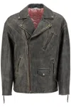Acne Studios Mens Black Liker Sanding Biker-collar Relaxed-fit Leather Jacket In Marrone
