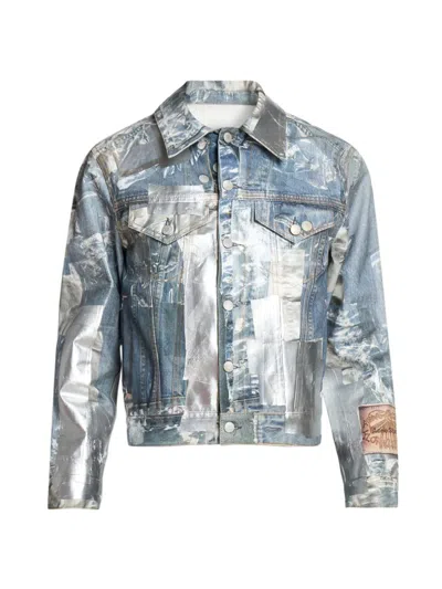 Acne Studios Men's Ovice Tlo Tape Denim Jacket In Blue