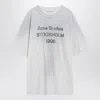 Acne Studios Exford Distressed Logo-print Organic Cotton-jersey T-shirt In Gray