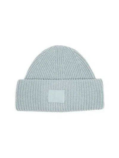 Acne Studios Large Face Logo Beanie In Blue