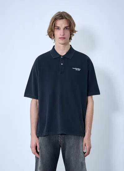 Acne Studios Men Piqué Polo Shirt In Black