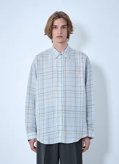 Acne Studios Men Plaid Button-up Shirt In Gray