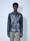 Acne Studios Men Printed Zip-up Sweater In Blue