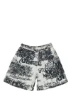 Acne Studios Abstract Pattern Print Shorts In Lgreyblack