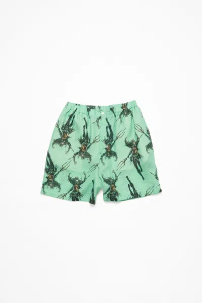 Acne Studios Men's Ruxer Drowned Printed Linen Pants In Green