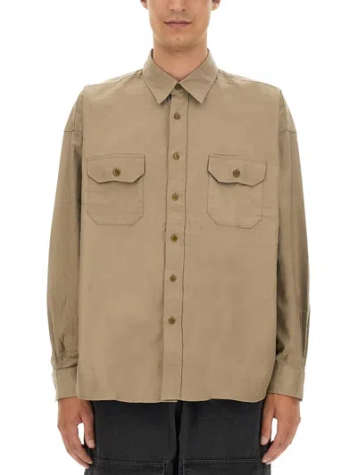 Acne Studios Men Shirt With Pockets In Beige