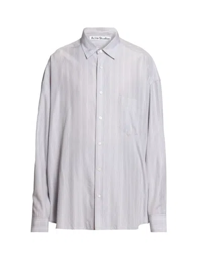 Acne Studios Men's Soffia New Round Striped Oversized Shirt In White