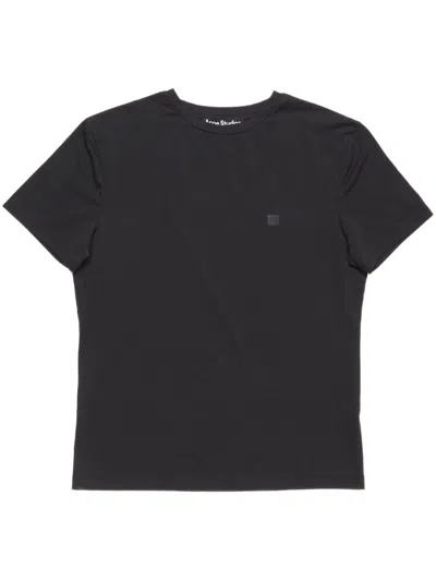 Acne Studios Short-sleeved T-shirt With Minimalistic Face Design In Black