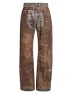 Acne Studios Wide Leg Patchwork Jeans With Button And Loops In Brown