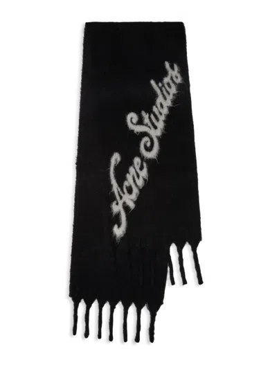 Acne Studios Men's Volly Jumbo Logo Scarf In Gray