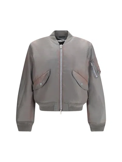 Acne Studios Men Washed Bomber Jacket In Gray