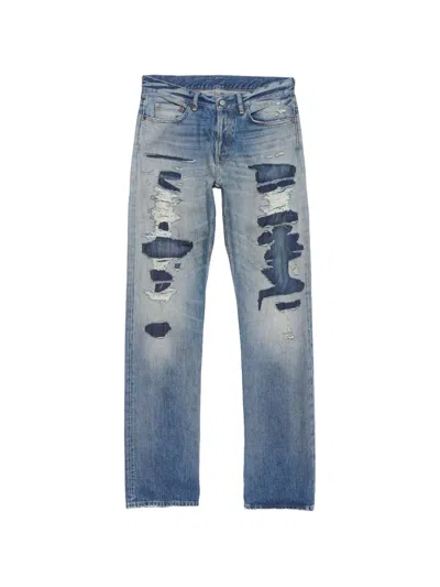 Acne Studios Mended Denim Jeans In Blue