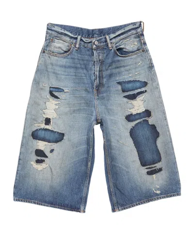 Acne Studios Mended Denim Shorts In Blue