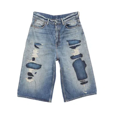 Pre-owned Acne Studios Mended Denim Shorts 'mid Blue' | Men's Size L