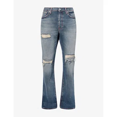 Acne Studios Mens 1996m Action Re-edition Worn Straight-leg Denim Jeans Mid Blue