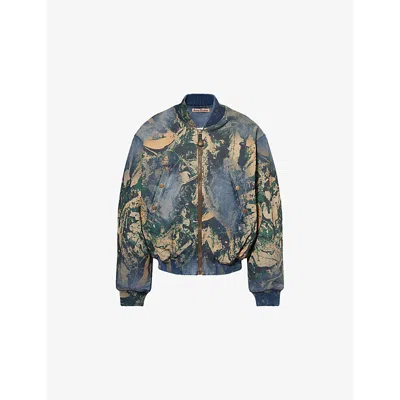 Acne Studios Abstract Pattern Brown Bomber Jacket In Multi