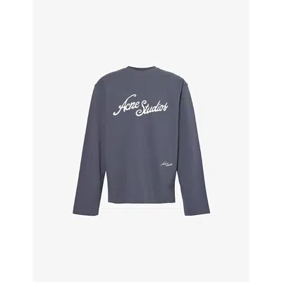 Acne Studios Mens Faded Grey Graphic-print Crewneck Cotton T-shirt