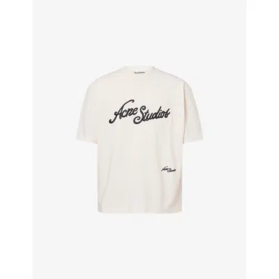 Acne Studios Mens Baby Pink Exford Logo-emboridered Cotton T-shirt Xl