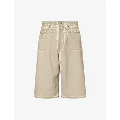 Acne Studios Mens  Judda Overprint Denim Shorts In Brown