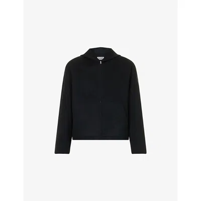 Acne Studios Mens Black Hooded Relaxed-fit Wool And Cashmere Jacket
