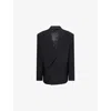 Acne Studios Mens Black Oversized Pinstriped Cotton-wool Blend Jacket In Black