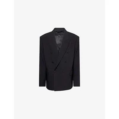 Acne Studios Mens Black Oversized Pinstriped Cotton-wool Blend Jacket