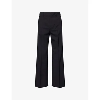 Acne Studios Mens Black Palvin Pin-dot Stripe Barrel-leg Wool-blend Trousers