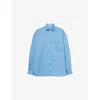 Acne Studios Striped Long Sleeve Button Up Shirt In Blue