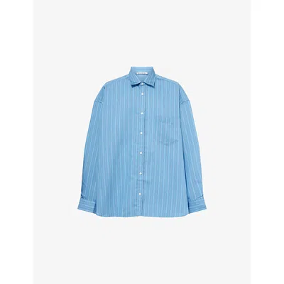 ACNE STUDIOS MENS BLUE MULTI OVERSIZED PINSTRIPE WOVEN SHIRT
