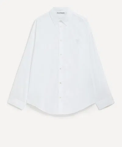 Acne Studios Mens Bow-embroidered Long Sleeve Shirt In White