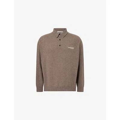 Acne Studios Mens Brown Melange Wool Knit Polo Shirt In Multi