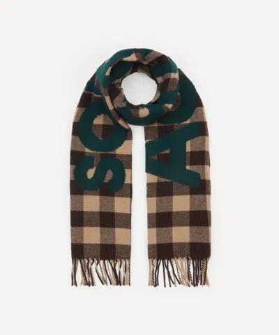 Acne Studios Mens Check Logo Scarf
