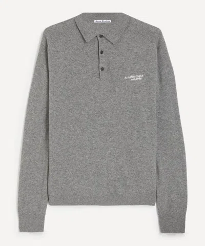 Acne Studios Mens Dark Grey Knit Polo In Gray