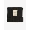 Acne Studios Mens Dark Grey Melange Ribbed Brand-patch Wool-blend Beanie In Black