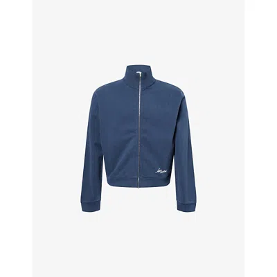 Acne Studios Mens Deep Blue Fenro Logo-embroidered Cotton Hoody