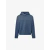 Acne Studios Mens Logo Distressed Relaxed-fit Cotton-blend Hoody Deep Blue
